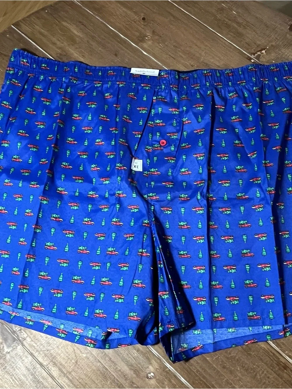 Saddlebred Christmas Tree print & Green Red Plaid Cotton Boxer Shorts - 2 Pack